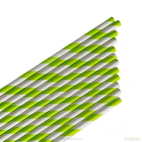 Słomki papierowe paski limonkowe 144szt