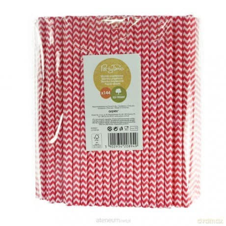 Słomki papierowe shake 8mm różowe 144szt