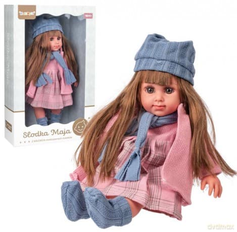 Lalka słodka Maja w różowym płaszczyku
