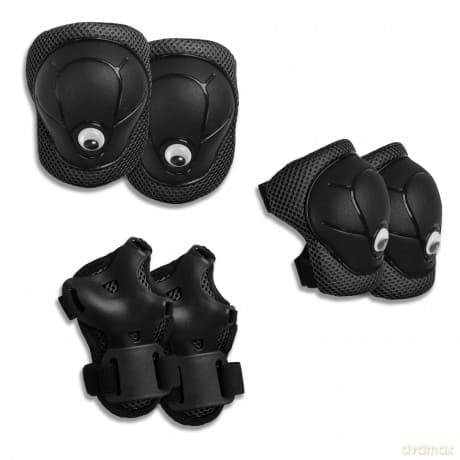 Crazy Safety - Black safety gear set for kids: knee pads, wrist guards & elbow pads - (CS220202)