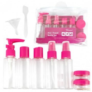 ECARLA Zestaw pojemniczków i akcesoriów podróżnych 9w1 - fuksja KS136F