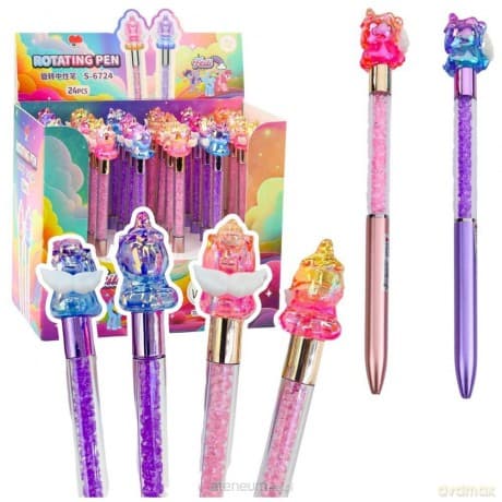 Długopis żelowy Jednorożec czarny mix (24szt)