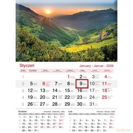 Kalendarz 2026 ścienny jednodzielny Góry