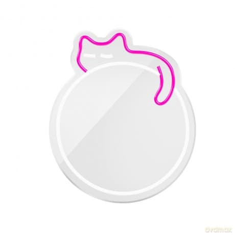 Neon MIRROR LED ŚPIĄCY KOT róż biały FMNE03 Forever Light