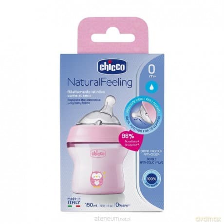 Butelka plastikowa NaturalFeeling różowa 150ml 0m+