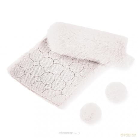 Futerkowe pompony na taśmie białe 3cm 50szt