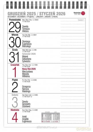 Kalendarz 2026 A5 biurkowy tygodniowy MIX