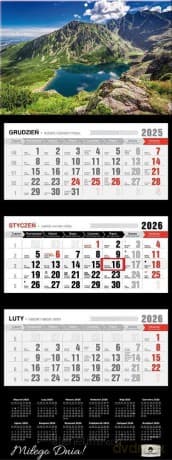 Kalendarz 2026 trójdzielny premium czarny staw