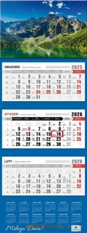 Kalendarz 2026 trójdzielny premium morskie oko