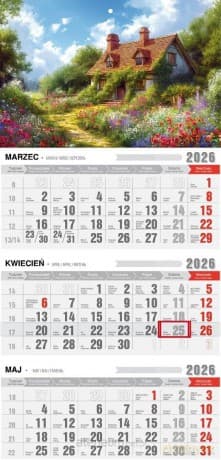 Kalendarz 2026 trójdzielny z magnesem romantico