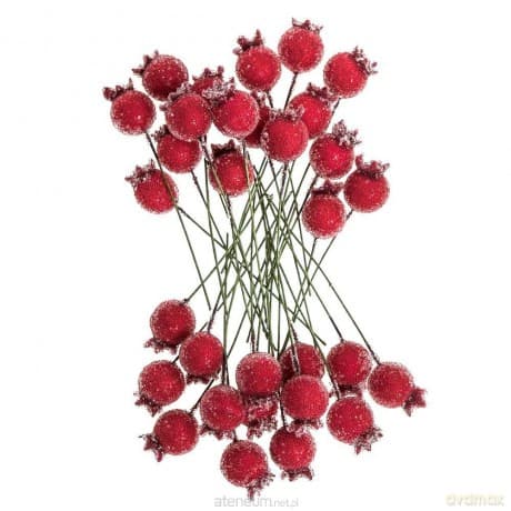 Szronione czerwone jagody 1,5cm 31szt