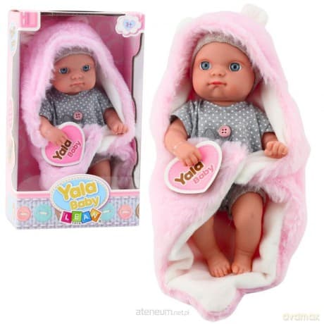 Lalka bobas w szarej piżamce różowy 23 cm