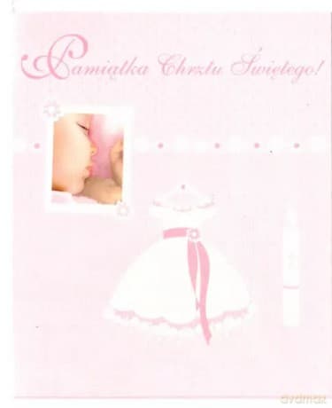 Karnet Pamiątka Chrztu Świętego, różowy