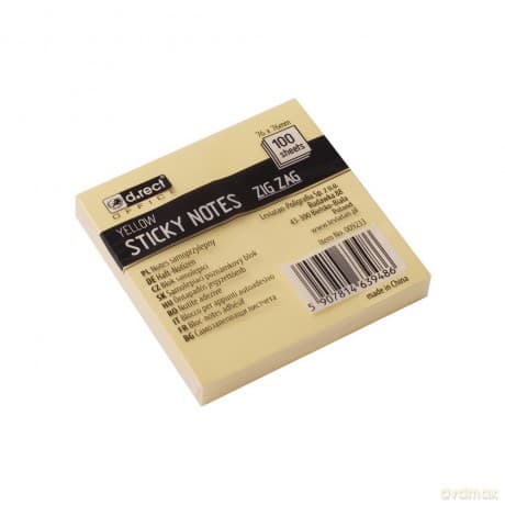 Notes Samoprzylepny D.Rect Zig-Zag 75x75mm Żółty