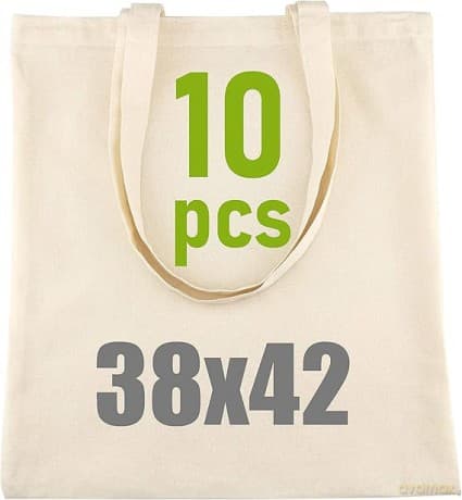 Torba Bawełniana 140g 380x420 Z Uszami Bez Nadruku 10szt Naturalny