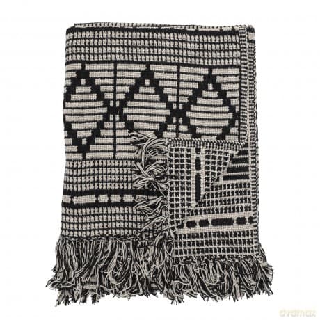 Bloomingville - Gutte Recycled Cotton Throw 160x130 cm - Black