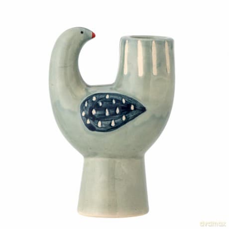 Bloomingville - Trudy Candlestick H12.5 cm - Blue Stoneware