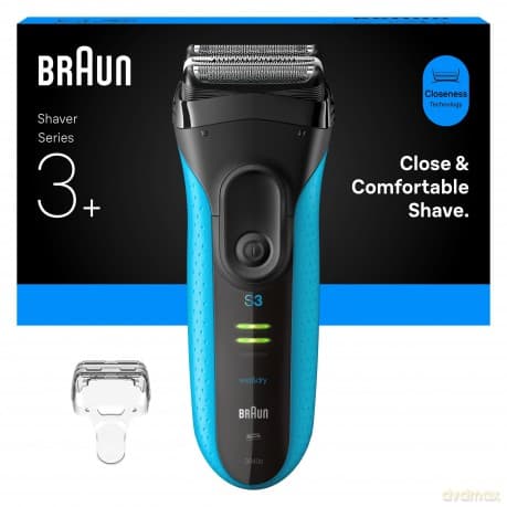 Braun - Series 3+ Electric Shaver, Precision Trimmer, Wet & Dry, 3040S - Blue