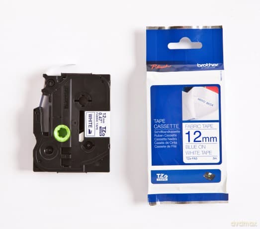 Brother - TZe Tape 12mmx3m Fabric Tape Blue & White