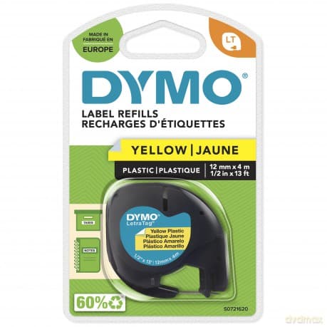 Dymo - LetraTag Tape - Black on Yellow - 12mm x 4m
