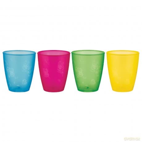 Nuby - 4P Drinking Tumbler Set - Vibrant - 300 ml + 9 m