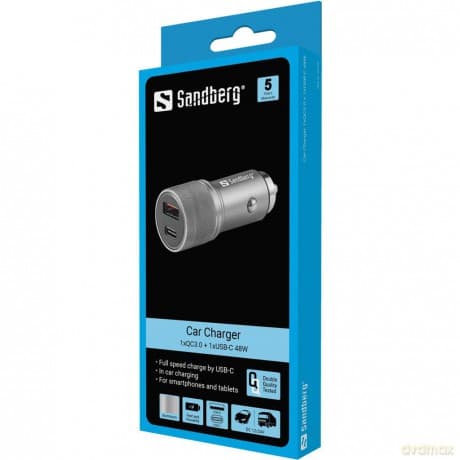 Sandberg - Car Charger 1xQC3.0+1xUSBC 48W