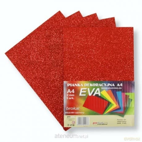 Pianka brokatowa A4 Eva czerwona biodegrad. 5szt