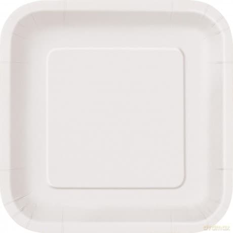 14 Bright White 9in Square Plt Sup Qs. Piatto Carta Quadrato 23 Cm Bianco