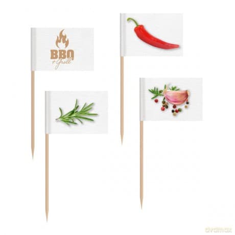 Amscan: 30 Picks Flags Bbq & Grill Party Wood/Paper
