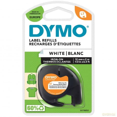 Dymo Letratag Tape 12mm Original Iron-On White