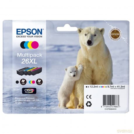 Epson Polar Bear 26xl High Capacity Multipack Ink Cartridges - Multi-Coloured
