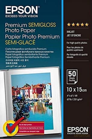 Epson Premium Semigloss Photo Paper - Semi-Gloss Photo Paper - 100 X 150 Mm - 251 G/M2 - 50 Sheets