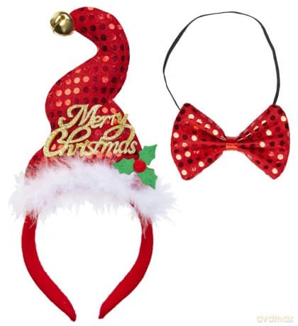 Widmann: Mini Cappello Babbo Natale Con Campanellino & Farfallino In Paillettes