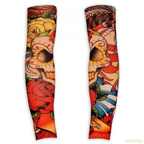 Widmann: Paio Di Maniche Tatuaggio Teschio E Rose Aspetto Naturale