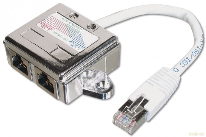 Adapter RJ45 na kablu / 2x gniazdo RJ45 kat.5e