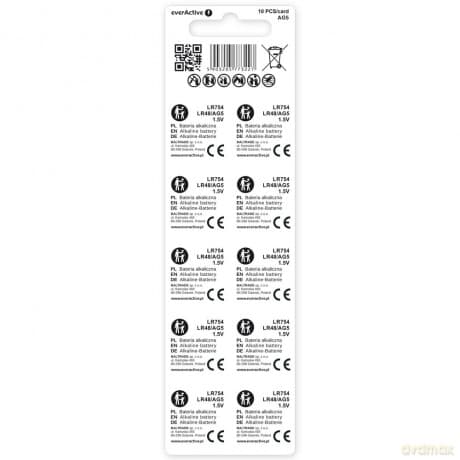 Baterie alkaliczne mini AG5/G5/LR754/LR48 blister 10 szt.