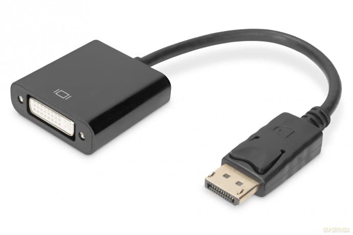 Kabel adapter Displayport z zatrzaskiem 1080p 60Hz FHD Typ DP/DVI-I (24+5) M/Ż 0,15m Czarny