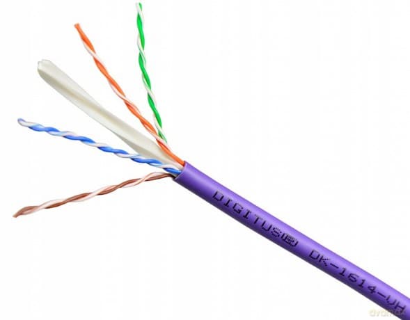 Kabel teleinformatyczny instalacyjny kat.6, U/UTP, Eca, drut, AWG 24/1, PVC, 305m, fioletowy, karton