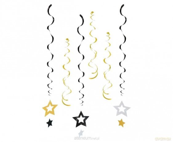 Dekoracja wisząca B&C Gwiazdki brokatowe 6szt