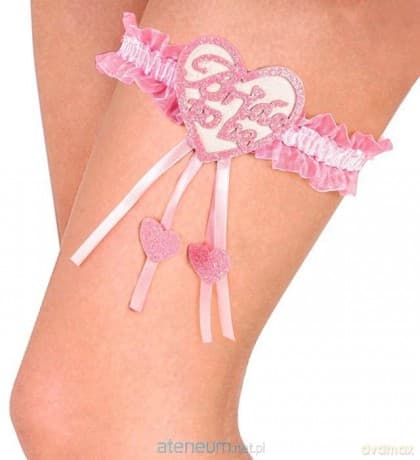 Różowa podwiązka z sercem wieczór panieński