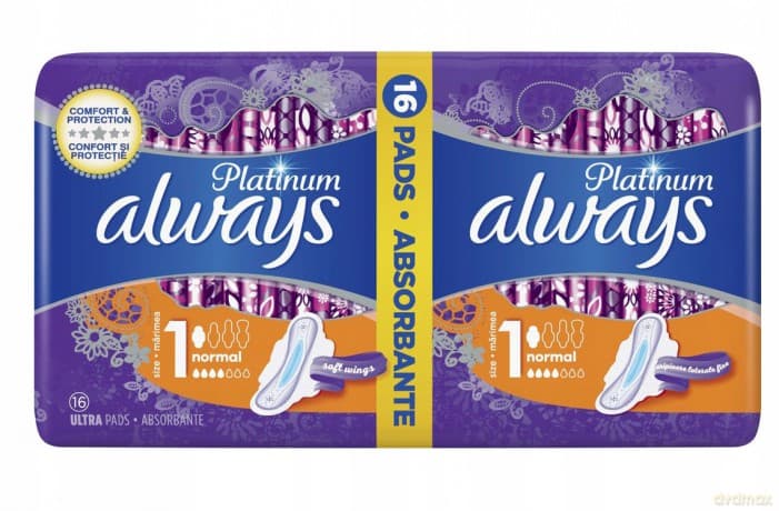 Ultra Platinum Normal Duo sanitary napkins 16 pcs