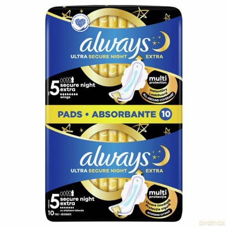 Ultra Secure Night Extra Protection S5 night sanitary pads 10 pcs