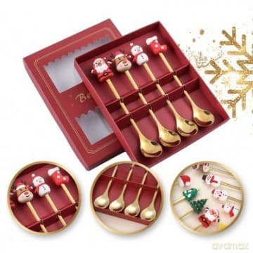 ECARLA Zestaw łyżeczek ze świątecznymi figurkami Złote LYZ4 1 op. - 4 szt.