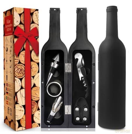 ECARLA Zestaw prezentowy do Wina w czarnej matowej butelce AB03