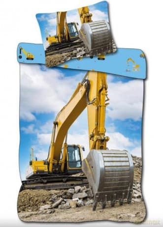 Bed Linen - Junior Size 100 x 140 cm - Yellow Excavator