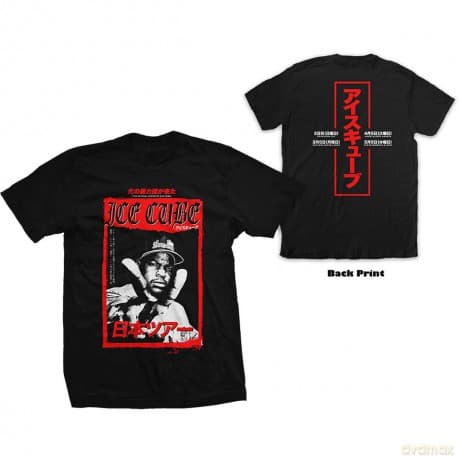 Ice Cube: Unisex T-Shirt: Kanji Peace Sign (Black) (Back Print) (Small)