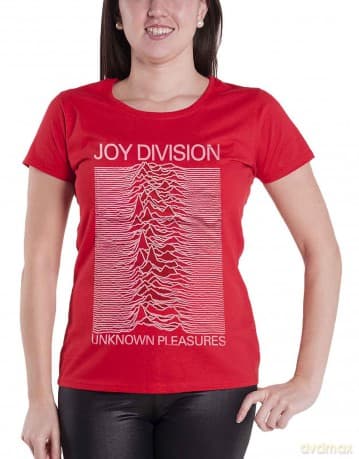 Joy Division: Ladies T-Shirt: Unknown Pleasures (Red) (Large)