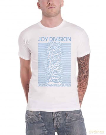 Joy Division: Unisex T-Shirt: Unknown Pleasures Blue on White (White) (X-Large)