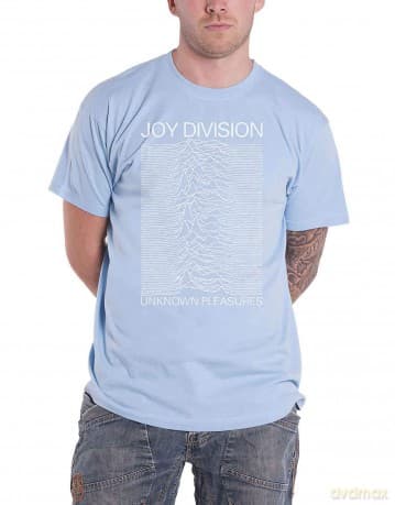 Joy Division: Unisex T-Shirt: Unknown Pleasures White On Blue (Light Blue) (Medium)