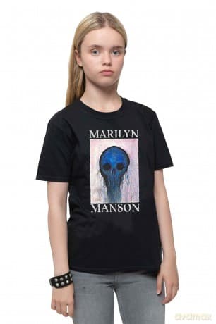Marilyn Manson: Kids T-Shirt: Halloween Painted Hollywood (Black) (7-8 Years)